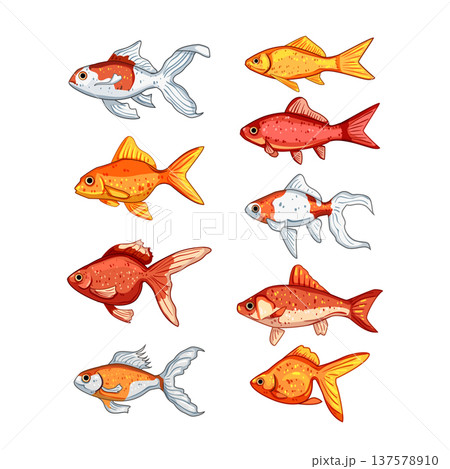 goldfish set cartoon vector illustration goldfish set cartoon vector illustration 137578910