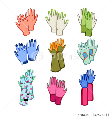 garden glove set cartoon vector illustration garden glove set cartoon vector illustration 137578911