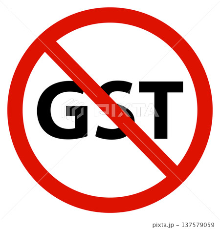 No GST tax. Stop GST tax sign. Good and Services Tax concept. flat style. 137579059