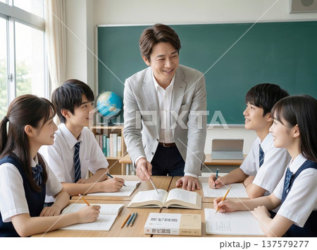 教室で学ぶ高校生と教師 137579277