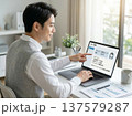 自宅でAIツールを使う男性 137579287