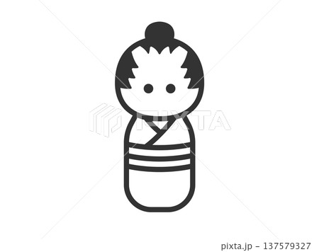 男性のこけしのアイコン(線画)のイラスト 男性のこけしのアイコン(線画)のイラスト 137579327