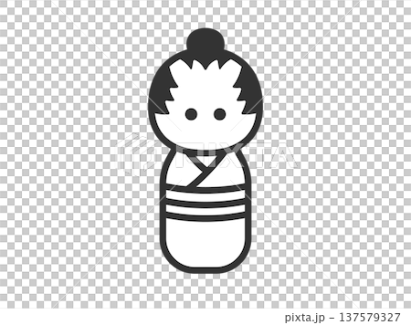 男性のこけしのアイコン(線画)のイラスト 男性のこけしのアイコン(線画)のイラスト 137579327