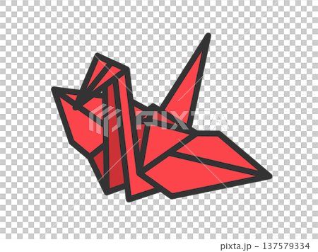 Illustration of origami crane icon (line drawing color) Illustration of origami crane icon (line drawing color) 137579334