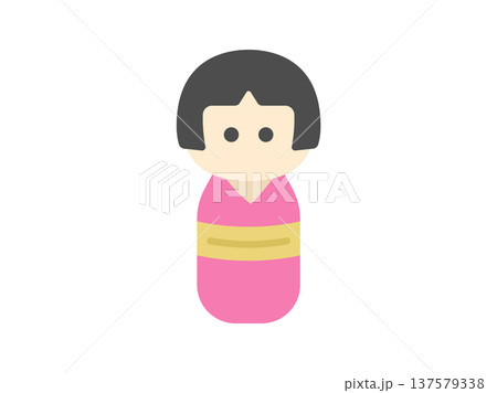 女性のこけしのアイコンのイラスト 137579338