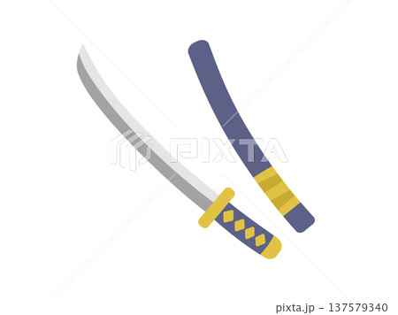 日本刀と鞘のアイコンのイラスト 日本刀と鞘のアイコンのイラスト 137579340