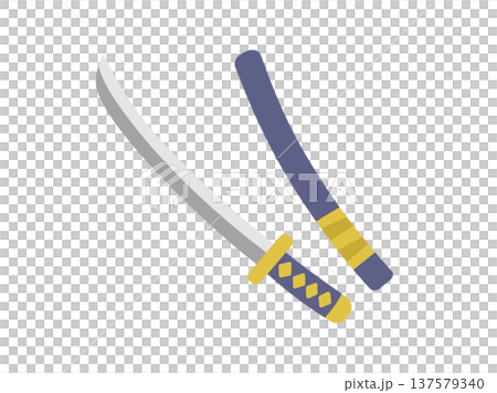 日本刀と鞘のアイコンのイラスト 日本刀と鞘のアイコンのイラスト 137579340