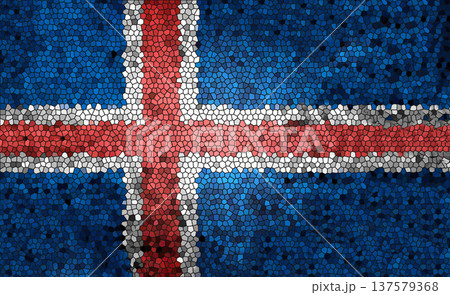 Icelandic flag represented by a stained glass window effect 137579368