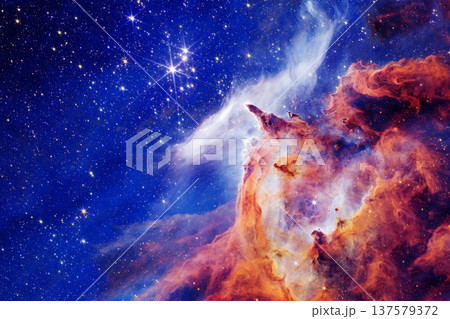 Red galaxy, beautiful space. Elements of this image furnished by NASA 137579372
