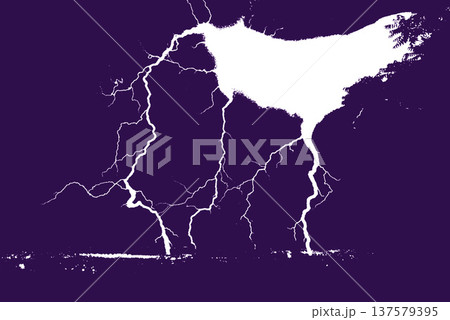 White lightning bolt striking ground on purple background White lightning bolt striking ground on purple background 137579395