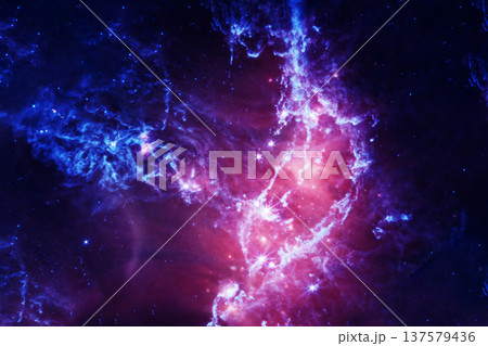 Blue galaxy, beautiful space. Elements of this image furnished by NASA 137579436