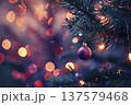 Christmas tree with toys on the background. Generative AI 137579468