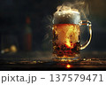 Beer glass on the table. Generative AI 137579471