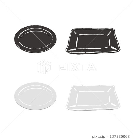 小皿のセット（黒・白・ガラス・四角・丸） 137580068