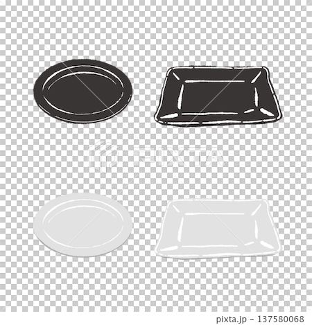 小皿のセット（黒・白・ガラス・四角・丸） 137580068