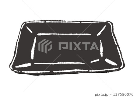 黒い角皿（長方形）のイラスト 137580076