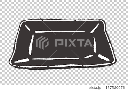 黒い角皿（長方形）のイラスト 137580076