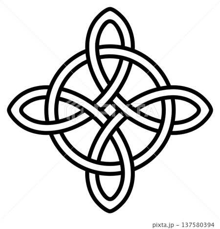 Intricate Celtic knot illustration, bold black lines, continuous interlacing pattern Intricate Celtic knot illustration, bold black lines, continuous interlacing pattern 137580394