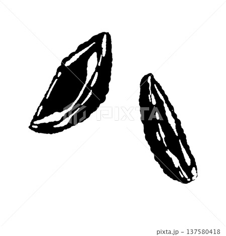 フライドポテト（じゃがいも）のモノクロシルエット 137580418