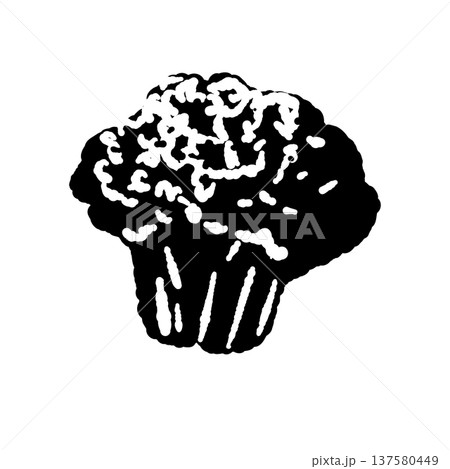 茹でたブロッコリーのモノクロシルエット 137580449