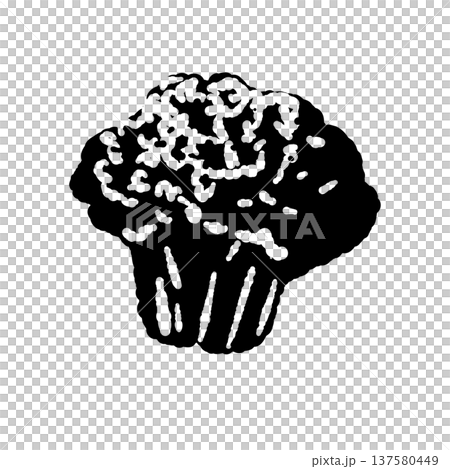 茹でたブロッコリーのモノクロシルエット 137580449