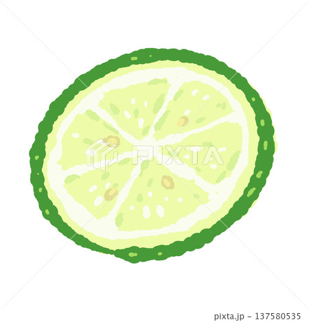 半分にカットしたすだち(かぼす)のイラスト 半分にカットしたすだち(かぼす)のイラスト 137580535