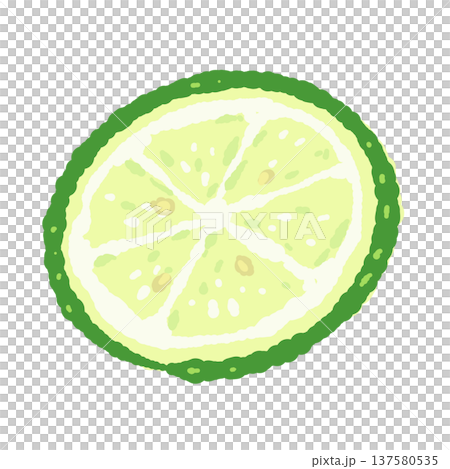 半分にカットしたすだち(かぼす)のイラスト 半分にカットしたすだち(かぼす)のイラスト 137580535