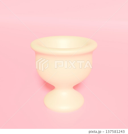 3Dのかわいいぷっくりクリーム色のカップ 137581243