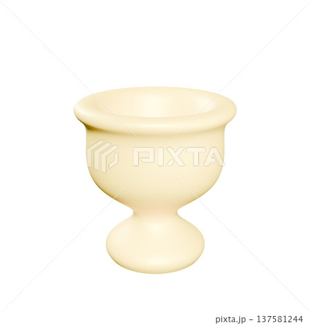 3Dのかわいいぷっくりクリーム色のカップ　透過 137581244