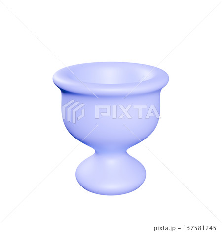 3Dのかわいいぷっくり紫色のカップ　透過 137581245