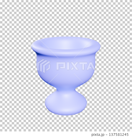 3Dのかわいいぷっくり紫色のカップ　透過 137581245