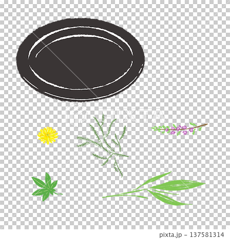 一套楓葉和松針裝飾物，以及一個黑色盤子（成品擺設） 137581314