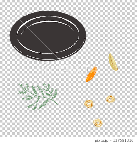 Garnished with herbs and garlic chips and served on a black plate (finished presentation) Garnished with herbs and garlic chips and served on a black plate (finished presentation) 137581316