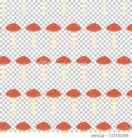 ベニテングダケのシームレスパターン背景イラスト（整列） 137581398