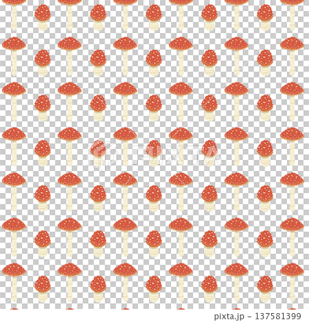 ベニテングダケのシームレスパターン背景イラスト（大小ミックス） 137581399