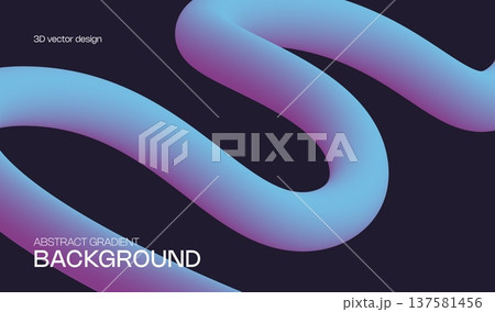 Abstract 3d line gradient background with motion and design fluid element. Wavy ribbon shape with color curve dynamic modern spiral. Wave backdrop with liquid swirl. 137581456