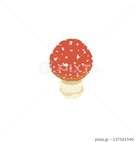 ベニテングダケ(単体・幼菌・丸い傘)の手描きイラスト素材 ベニテングダケ(単体・幼菌・丸い傘)の手描きイラスト素材 137581540