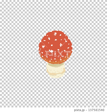 ベニテングダケ(単体・幼菌・丸い傘)の手描きイラスト素材 ベニテングダケ(単体・幼菌・丸い傘)の手描きイラスト素材 137581540