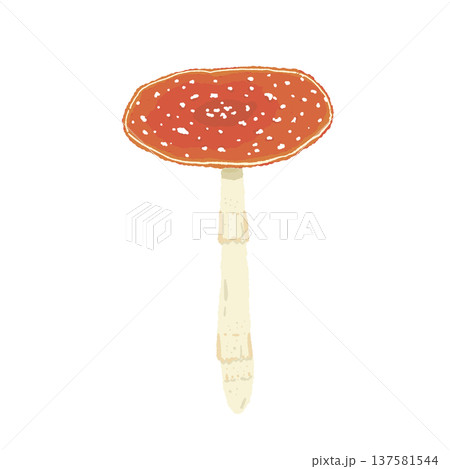 ベニテングダケ（単体・斜め）の手描きイラスト素材 137581544