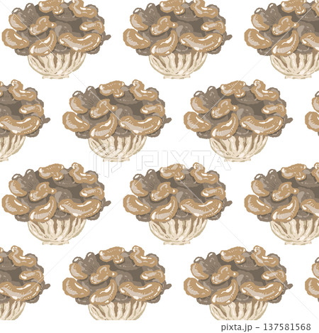 舞茸のシームレスパターン背景イラスト（上から・互い違い） 137581568