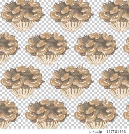 舞茸のシームレスパターン背景イラスト（上から・互い違い） 137581568