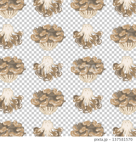 Maitake mushroom seamless pattern background illustration (sideways) Maitake mushroom seamless pattern background illustration (sideways) 137581570