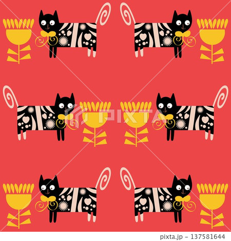 Cats vector seamless pattern. vector 137581644