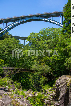 新緑の高千穂峡三橋 新緑の高千穂峡三橋 137581824