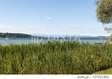 Panorama of lake Ammersee in Bavaria, Germany 137581962