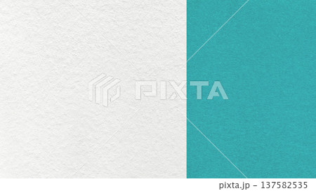 White paper texture two color background with light teal vertical split and copy space for template, banner, presentation 137582535