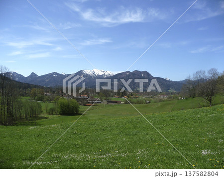 Bodenschneid mountain tour in springtime, Brecherspitze, Bavaria, Germany 137582804