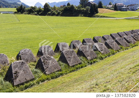 Tank barriers, concrete blocks in Germany, Europe 137582820