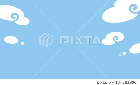 ゆるい雰囲気の和風の空の背景イラスト_16:9 137582996