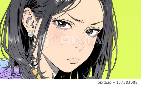 嫉妬の表情を浮かべる若い女性1 嫉妬の表情を浮かべる若い女性1 137583088